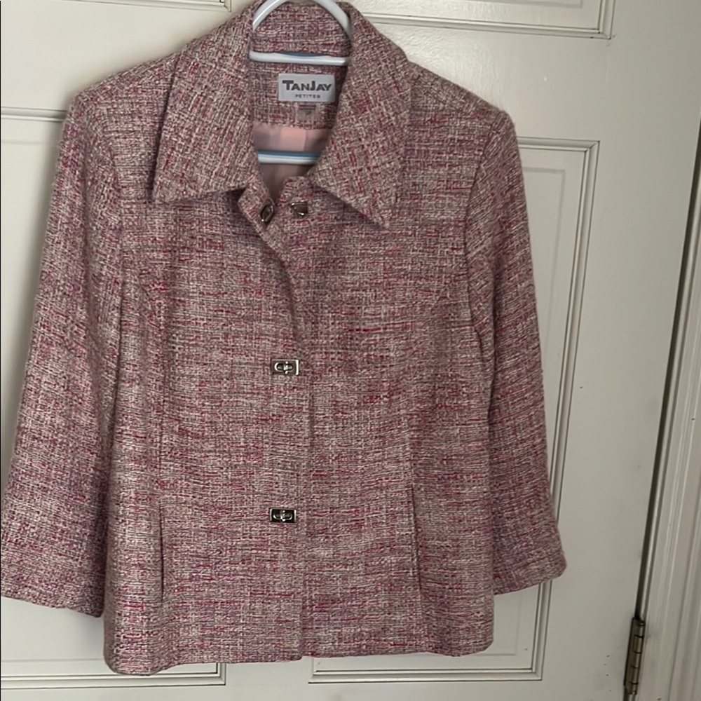 TanJay Pink Blazer with Textured Tweed